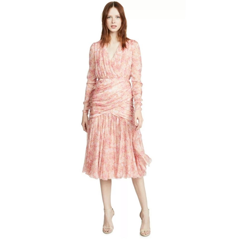 GiAMBATTiSTA VALLi Floral Silk Ruched Dress 38/2 - Picture 7 of 13